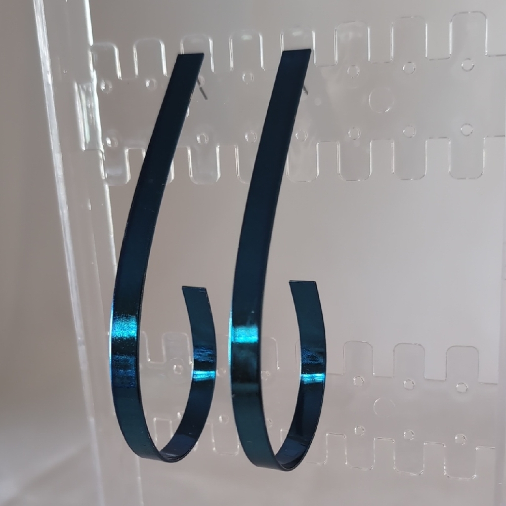 Blue Metal Minimalist Earrings